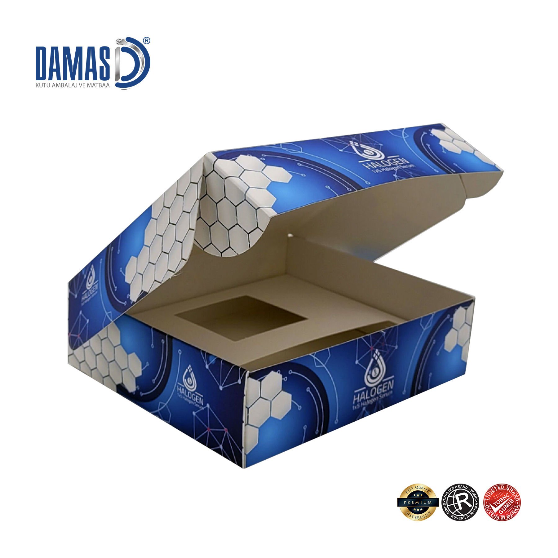 Custom printed cardboard box with inner dividers