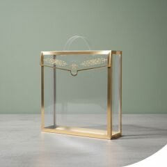 Altın Yaldızlı Asetat Çanta 100 adet - 25x25x5 cm