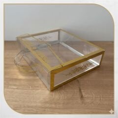Altın Yaldızlı Asetat Çanta 100 adet - 25x25x5 cm