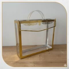 Altın Yaldızlı Asetat Çanta 100 adet - 25x25x5 cm