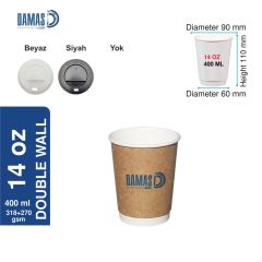 Double Kraft Bardak ( Baskılı ) CMYK - 8 oz - Siyah - 250.000 adet