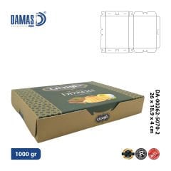 Baklava Kutusu 4’lü Kilitli (Özel Baskı) 3.000 adet - 30.3x21.2x3.8 cm - İç Dış Selefonlu