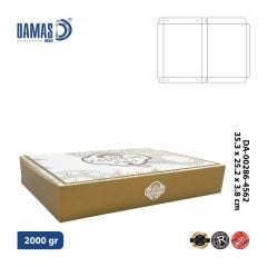 Baklava Kutusu 4’lü Kilitli (Özel Baskı) 3.000 adet - 19x12,5x4 cm - 500gr - İç Selefonlu