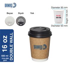 Double Kraft Cup Printed Cmyk - 16 oz - Black - 25,000 pieces