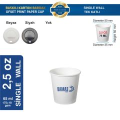 Karton Bardak Tek Katlı 2,5 oz Kapaksız ( Baskılı ) Ofset Baskı - 500.000 adet