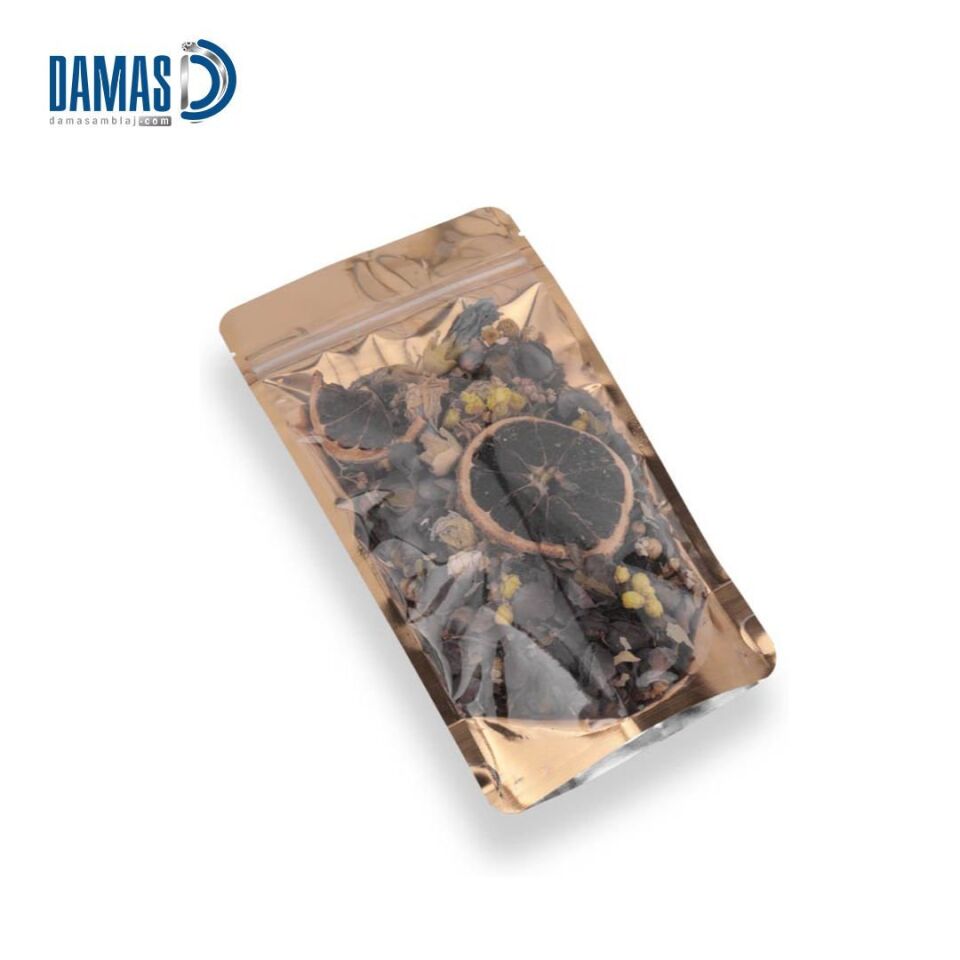Şeffaf Gold Metalize Kilitli Doypack (Baskısız) 3.000 adet  - 8,5x14 cm - 50gr