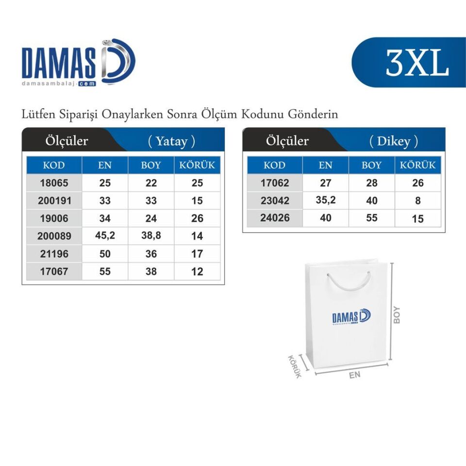 İpli Karton Çanta Baskılı (3XL-D70100) 500 adet - Mat Selefon + Altın Yaldız