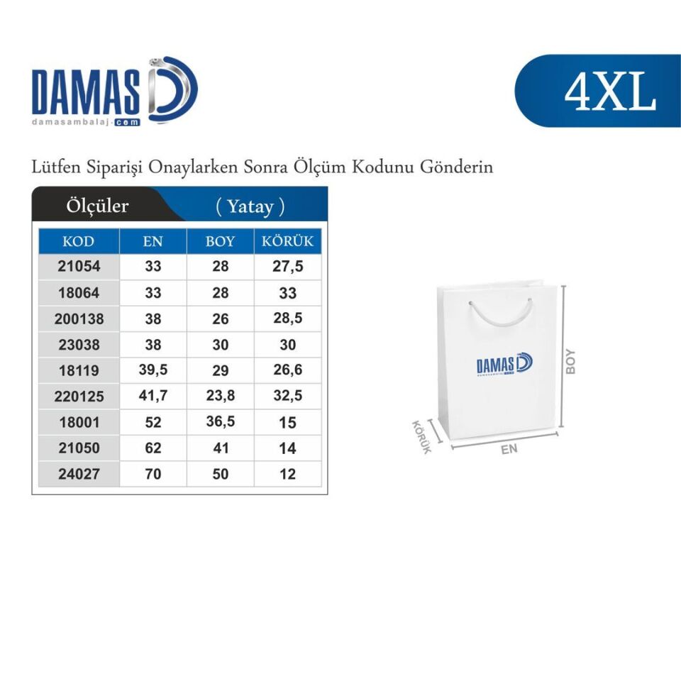 İpli Karton Çanta Baskılı (4XL-D90128) 500 adet - Mat Selefon + Altın Yaldız