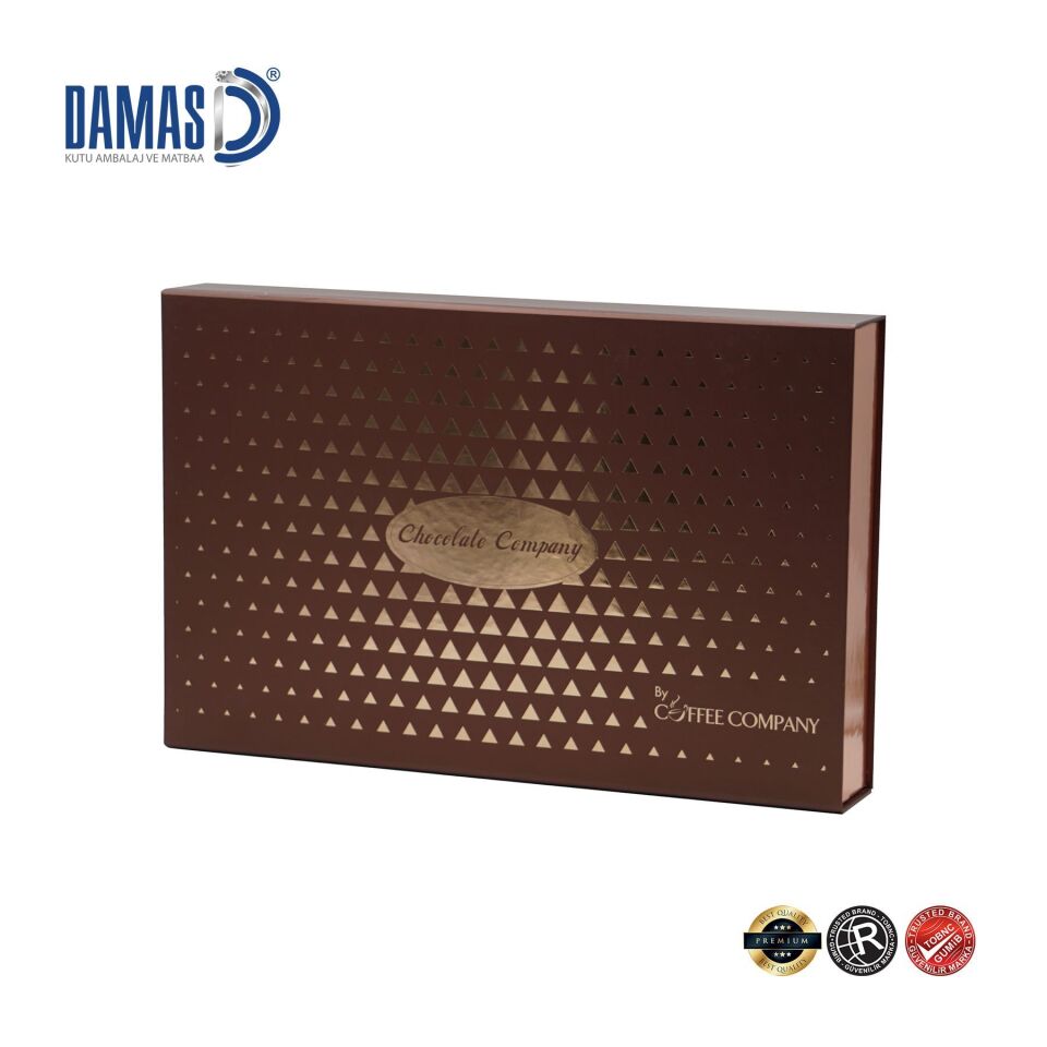 Çikolata Kutusu Mıknatıslı (Özel Üretim) 1.000 adet  - 40 x 26 x 6 cm - Mat Selefon + Altın Yaldız