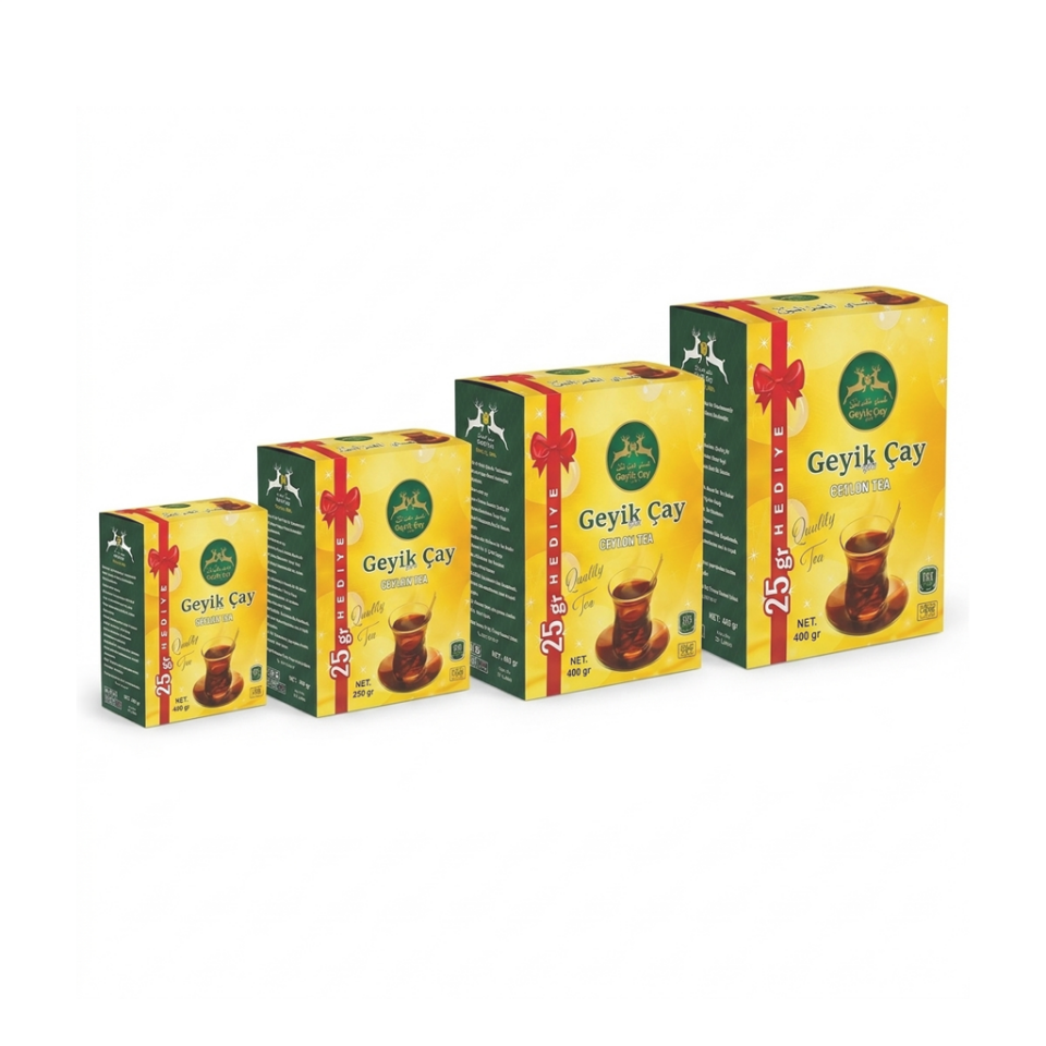Karton Kutu KK09 Üst Kilitli Katlanır 2.000 adet - 12,4x10,2x6,4 cm - Mat Selefon + Altın Yaldız
