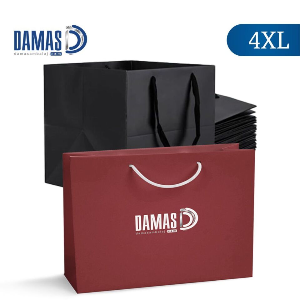 İpli Karton Çanta Baskılı (4XL-D90128) 1.000 adet  - Mat Selefon