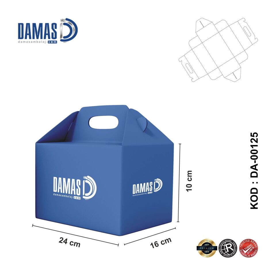 Pasta Kutusu DMPK-002 (Baskılı) 1.000 adet  - 14x10x6.4 cm - İç Dış Selefonlu