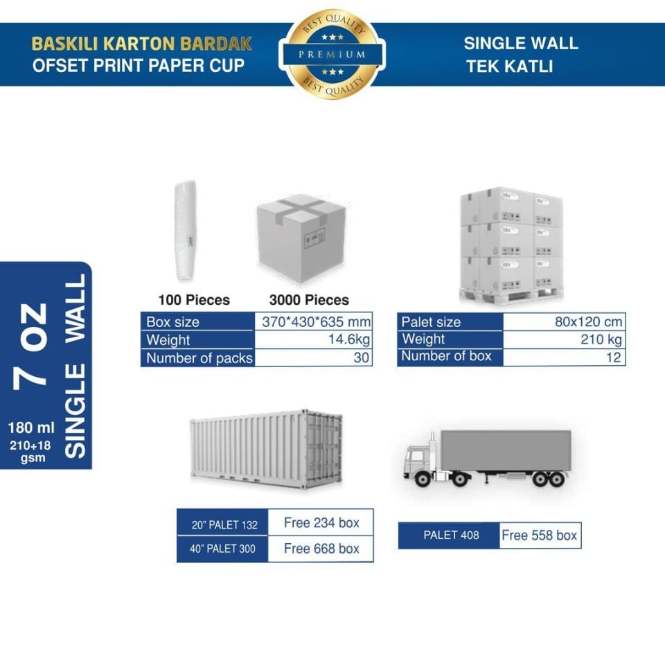 Karton Bardak Tek Katlı 7 oz (Baskılı) 100.000 adet