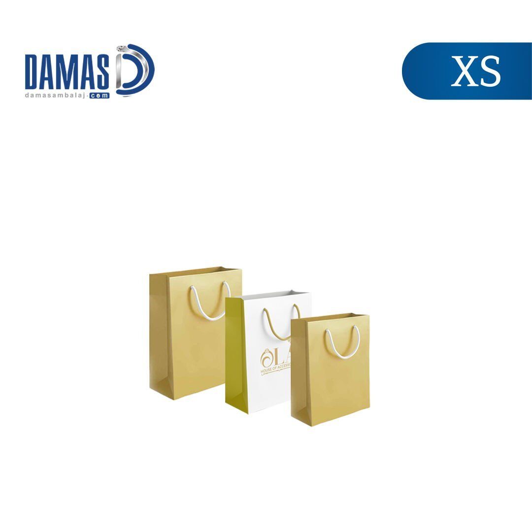 İpli Karton Çanta Baskılı (XS-D3550) 500 adet - Mat Selefon
