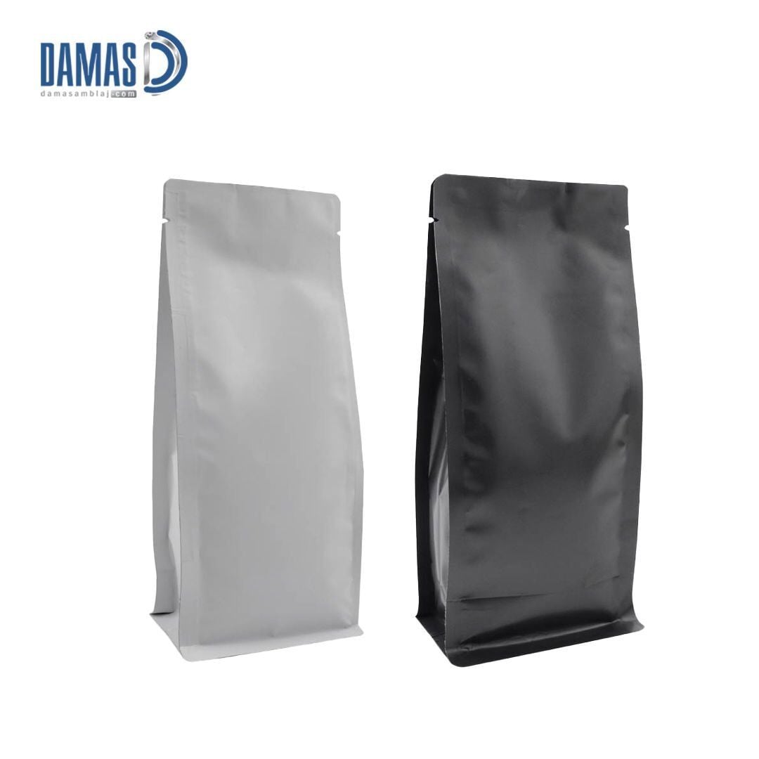 Mat Renkli Metalize Flat Bottom (Baskısız) 12,5x26x8  cm - 500gr - Siyah - 750 adet