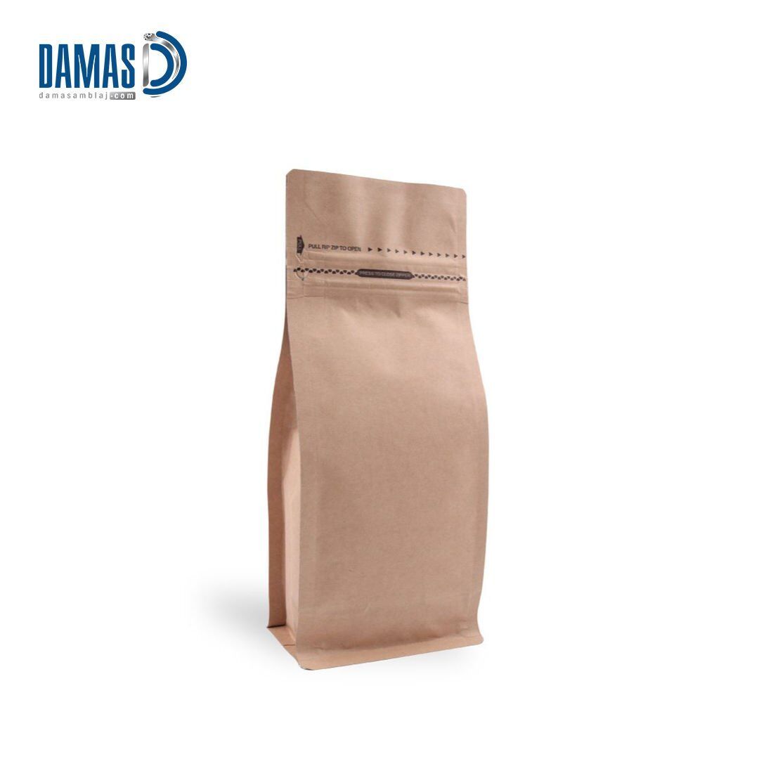 Kraft Pocket Kilitli Metalize Flat Bottom ( Baskısız ) 11,5x21,5x8  cm - 250gr - 1.000 adet