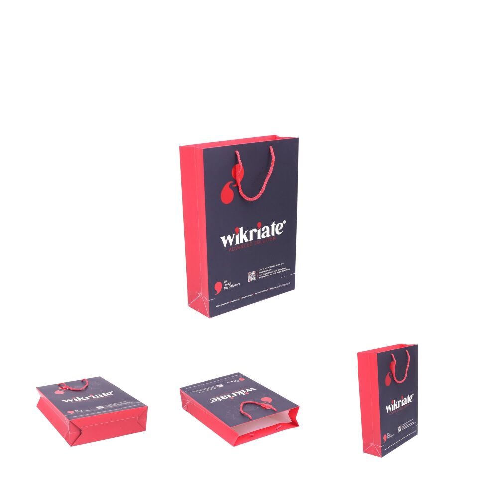 Printed Cardboard Bag with Rope (Medium) M - 500 pcs - Matte Cellophane + Gold Foil