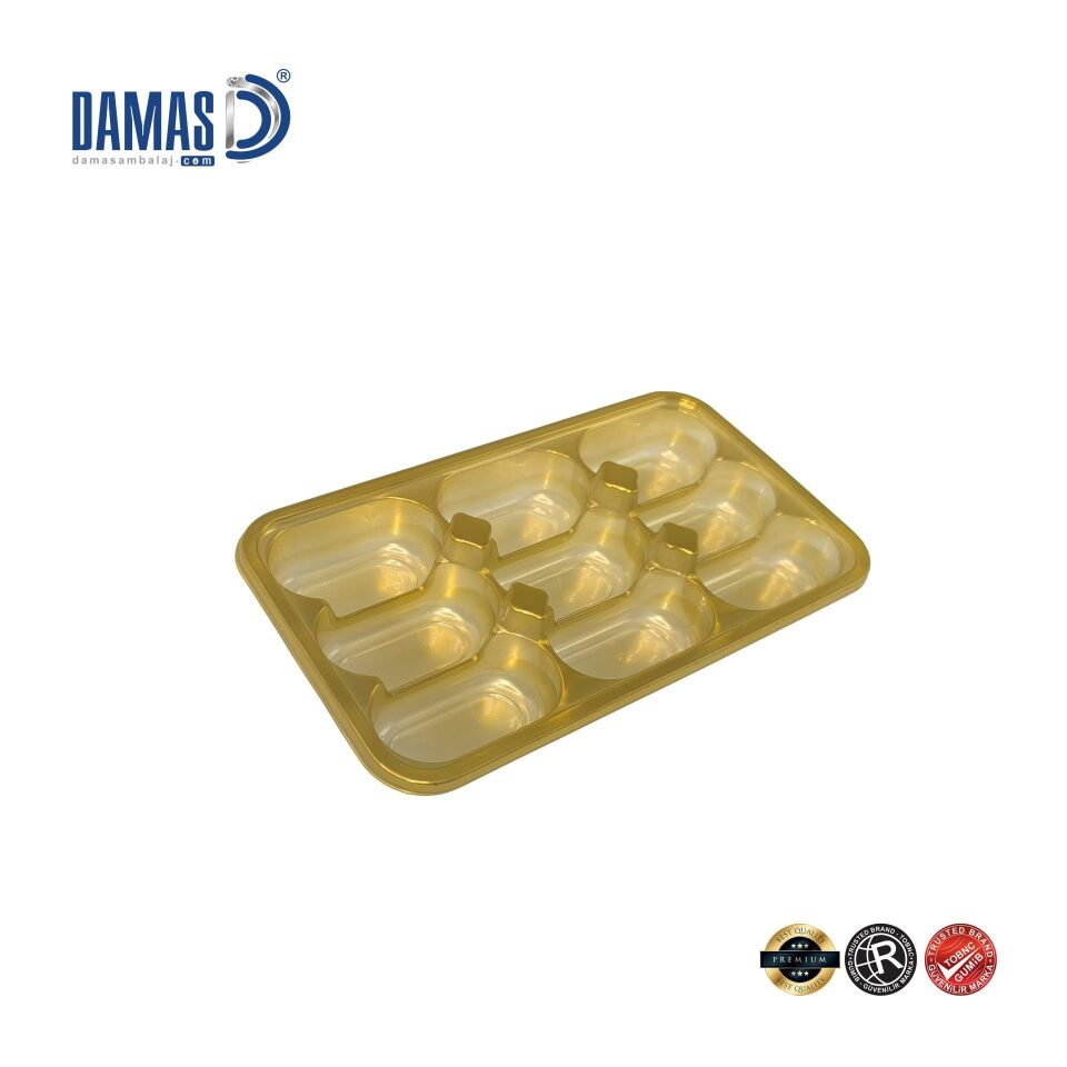 Hurma Sunum Tepsisi - Seperatörlü Vakum Plastik Tepsi 19x21 cm - 15li ( alçak ) - Kapaksız