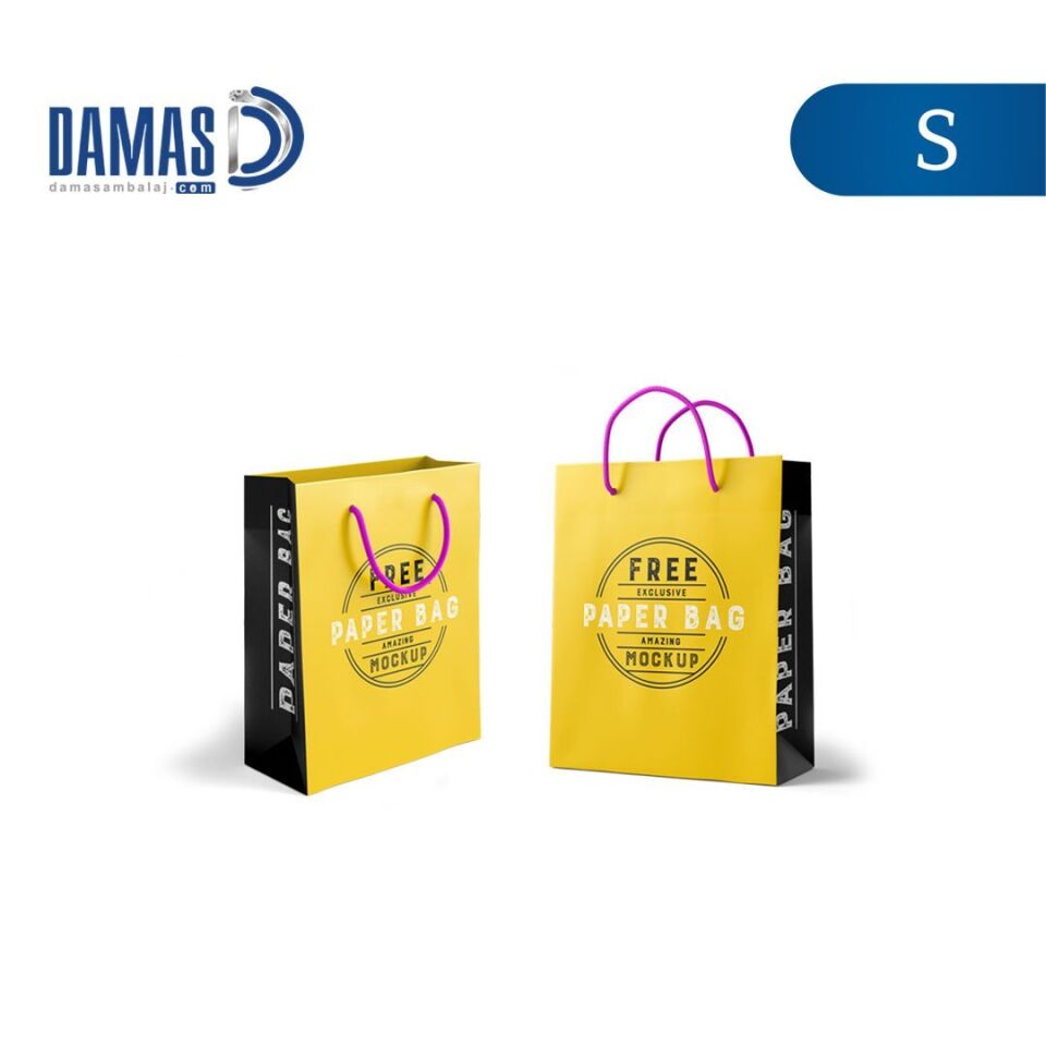 İpli Karton Çanta Baskılı (S-D3064) 500 adet - Parlak Selefon