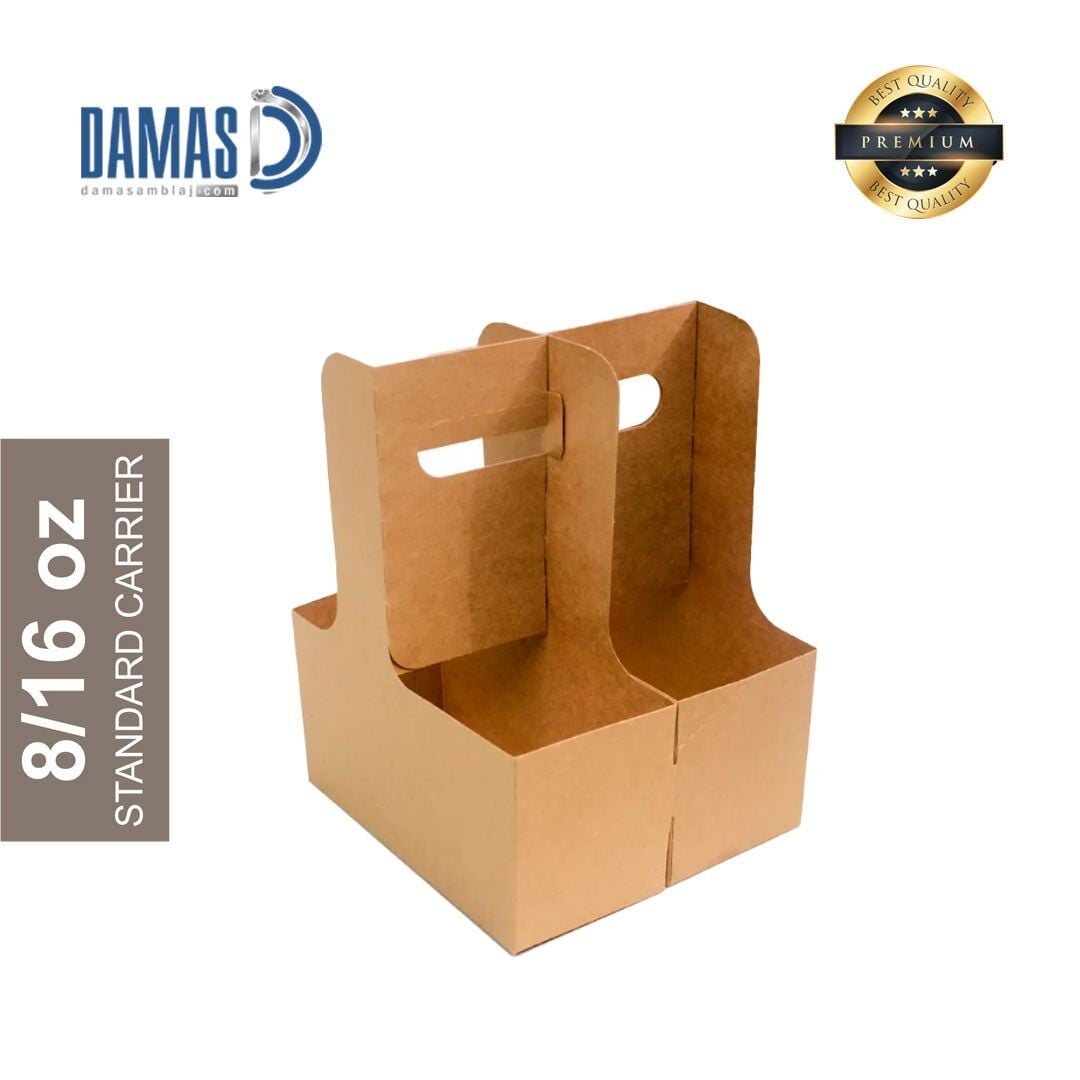 Karton Bardak Taşıyıcı Saplı Standart 2'li (Baskısız) 10.000 adet - 8-16 oz