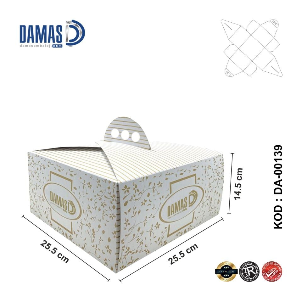 Pasta Kutusu DMPK-004 (Baskılı) 1.000 adet  - 25.5x14.5x25.5 cm - İç Dış Selefonlu