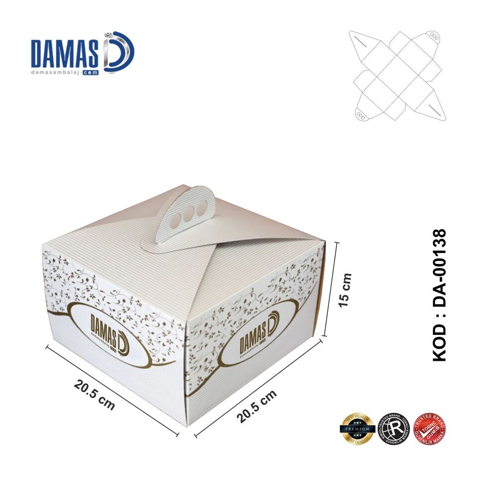Pasta Kutusu DMPK-004 (Baskılı) 1.000 adet  - 25.5x14.5x25.5 cm - İç Dış Selefonlu