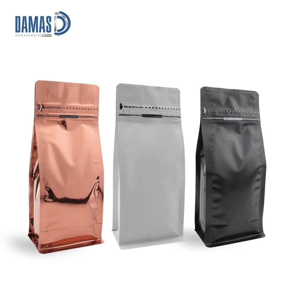 Mat Pocket Kilitli Renkli Metalize Flat Bottom ( Baskısız ) Beyaz  - 500 Adet - 14x36x9,5  cm - 750gr