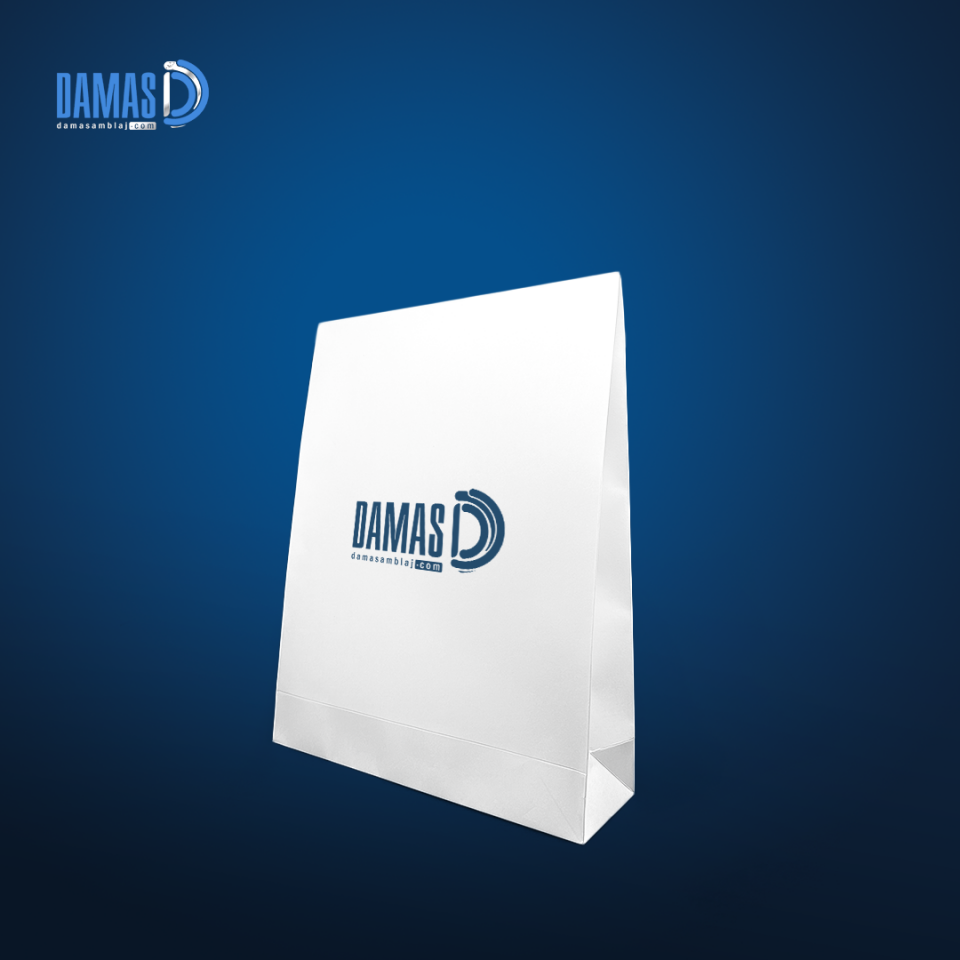 Tek Yön Baskılı Beyaz Kraft Hediye Paketi 1000 Adet - 17x7x20 cm