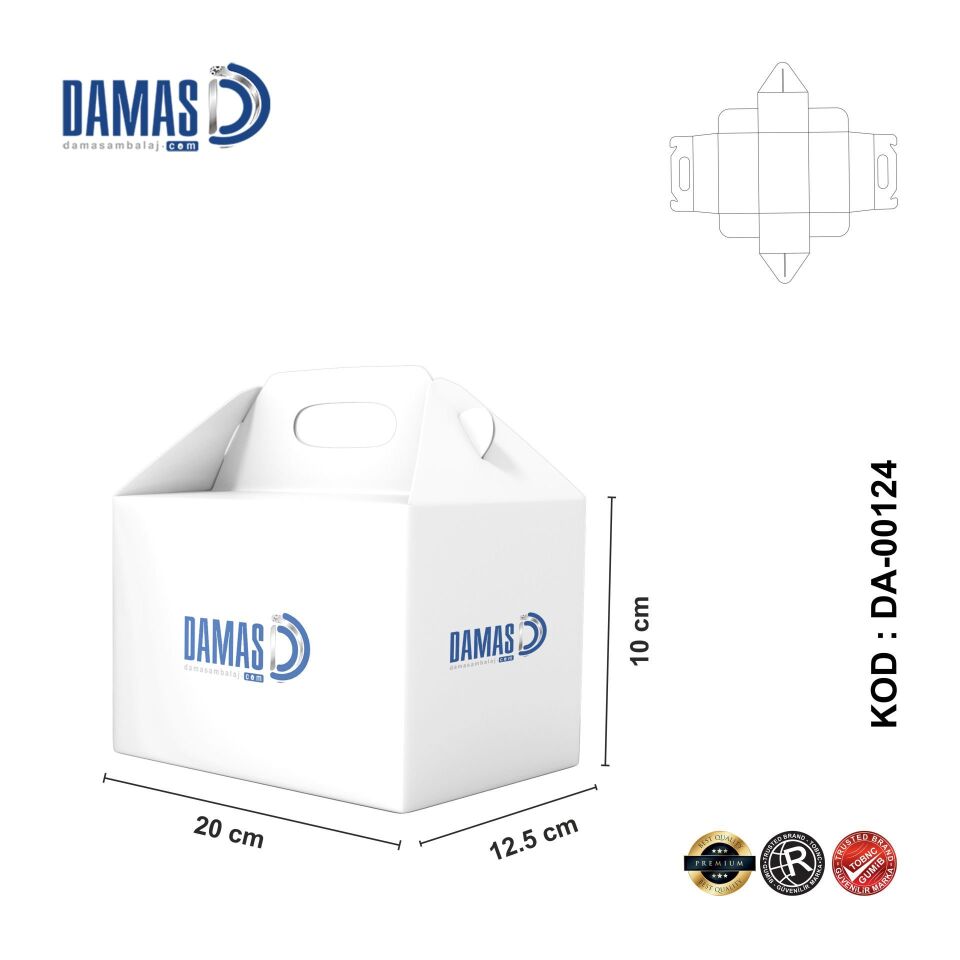 Pasta Kutusu DMPK-002 (Baskılı) 5.000 adet - 14x10x6.4 cm - İç Dış Selefonlu