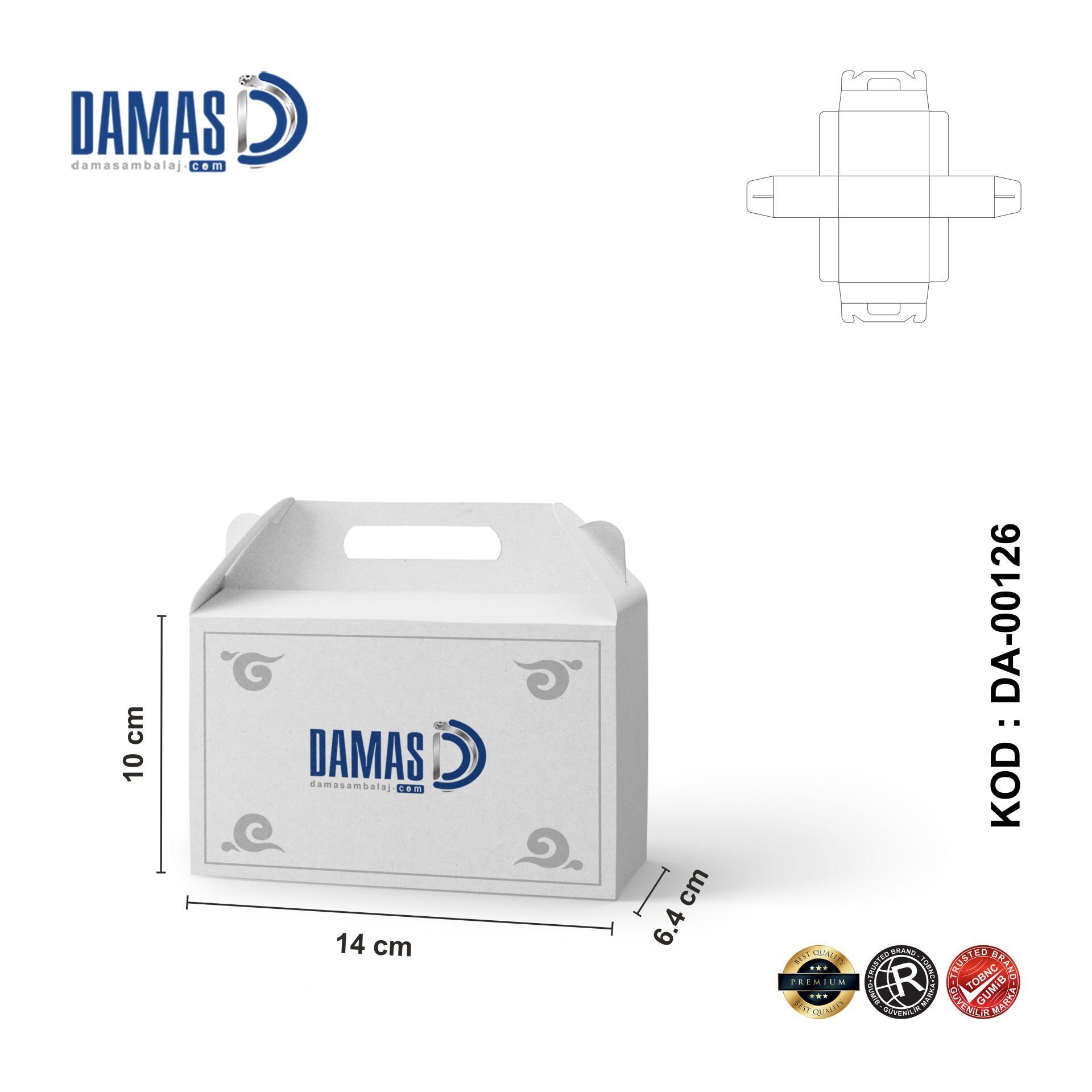 Pasta Kutusu DMPK-002 (Baskılı) 1.000 adet  - 14x10x6.4 cm - İç Dış Selefonlu