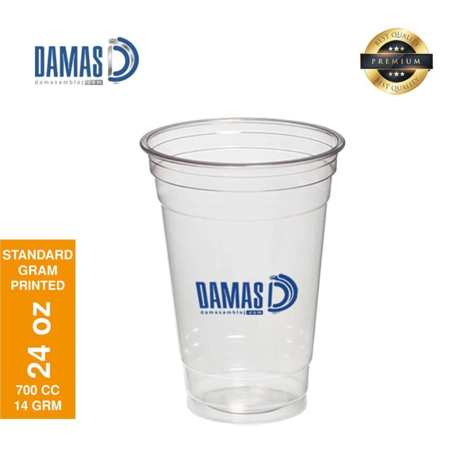Şeffaf Plastik Bardak PET Baskılı (Normal) Tek Renk - 30.000 adet - 24 oz 700 cc 14 gr