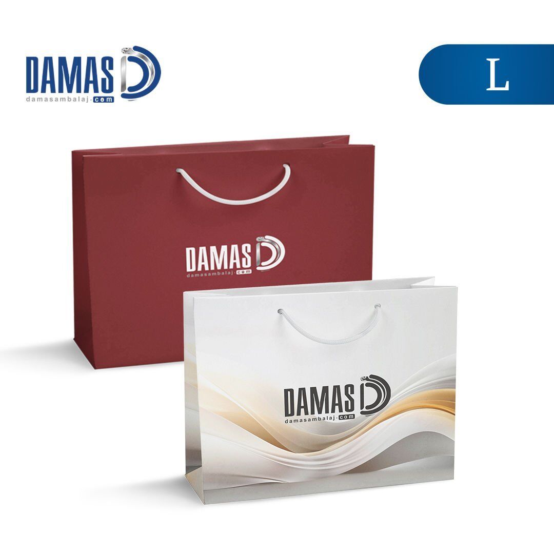 İpli Karton Çanta Baskılı (L-D3370) 1.000 adet  - Mat Selefon