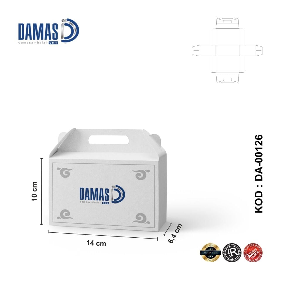 Pasta Kutusu DMPK-002 (Baskılı) 3.000 adet - 14x10x6.4 cm - İç Dış Selefonlu