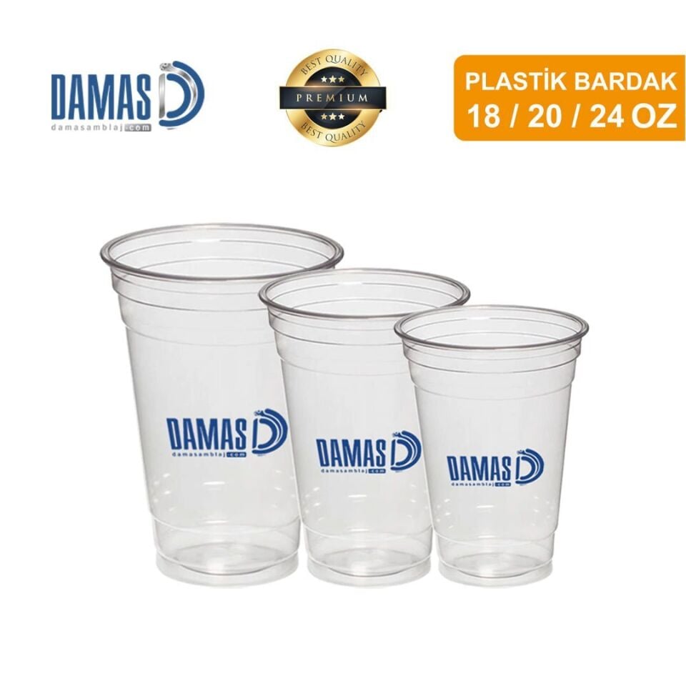 Şeffaf Plastik Bardak PET Baskılı (Normal) 2 renk baskı  - 100.000 adet - 24 oz 700 cc 14 gr