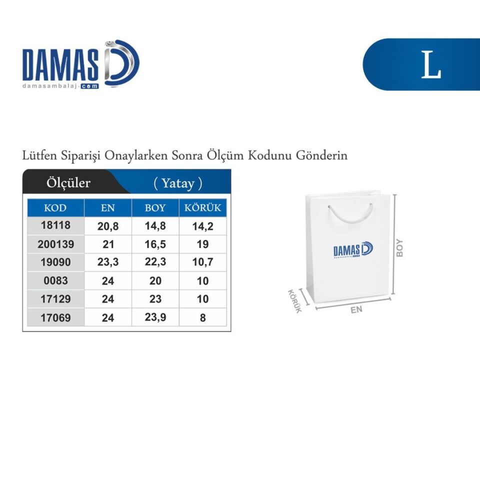 İpli Karton Çanta Baskılı (L-D3370) 1.000 adet  - Mat Selefon + Kabartma Lak