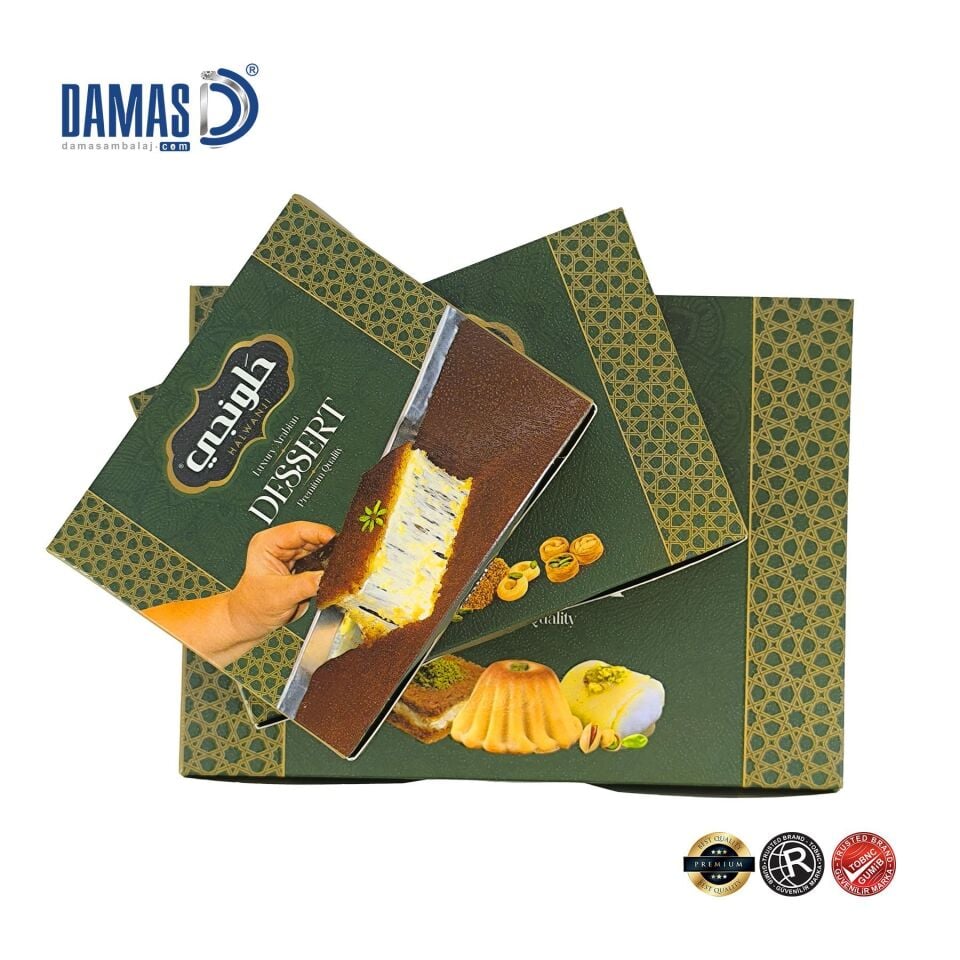 Baklava Kutusu 4’lü Kilitli (Özel Baskı) 25.000 adet - 30.3x21.2x3.8 cm - İç Selefonlu