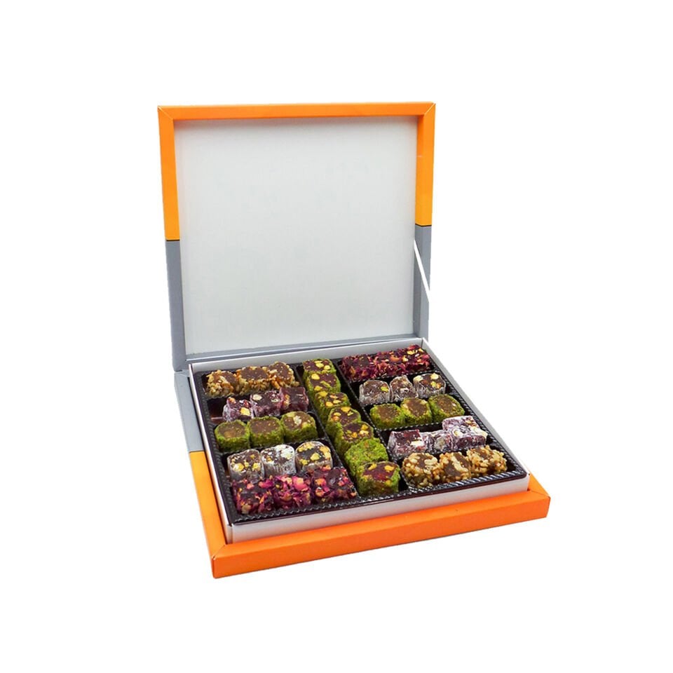 Lambalı Karton Çikolata Kutuları Montajlı - 5.000 adet - 20,5x16x5 cm - 350G - Mat Selefon + Kabartma Lak