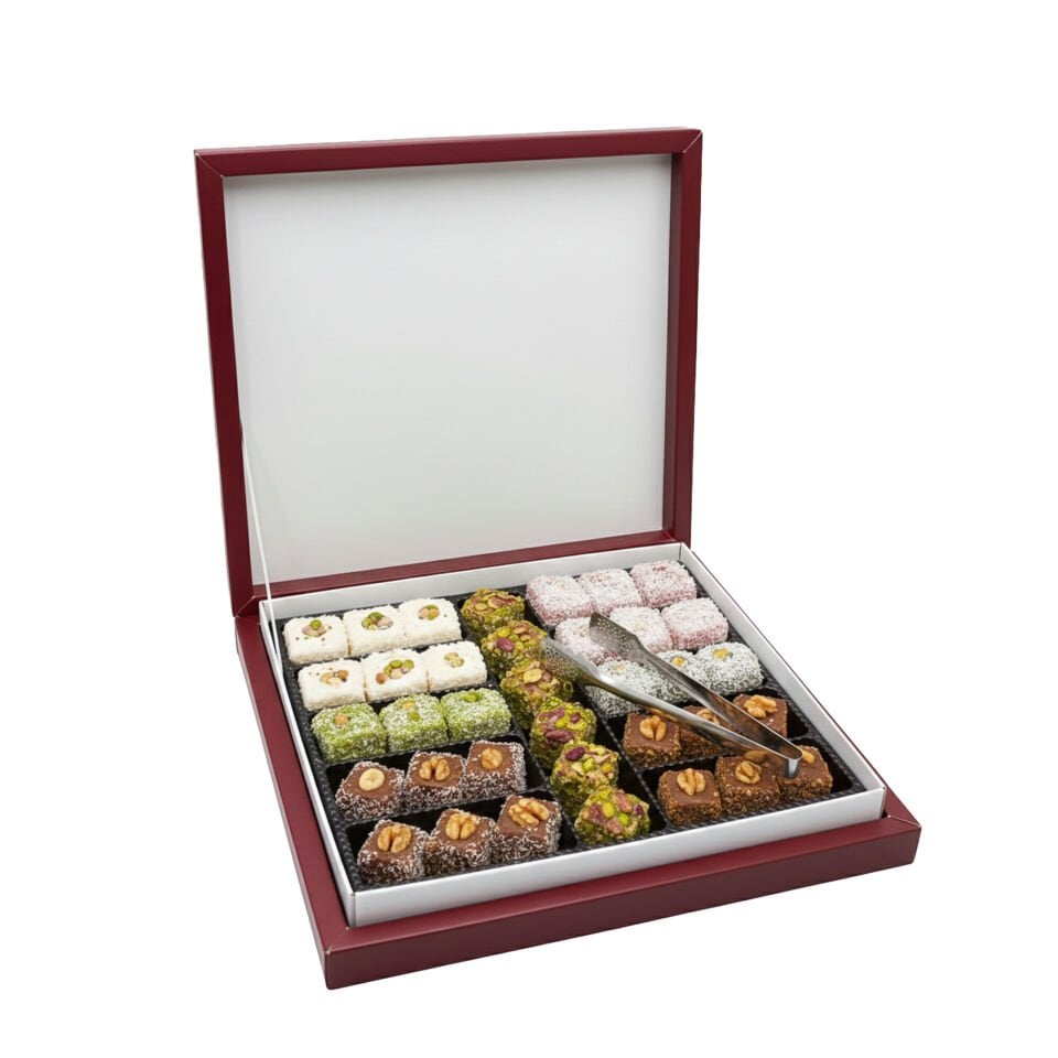 Lambalı Karton Çikolata Kutuları Montajlı - 5.000 adet - 20,5x16x5 cm - 350G - Mat Selefon + Kabartma Lak