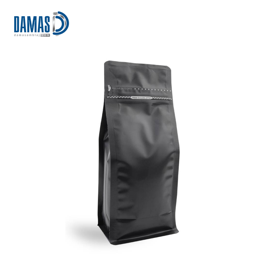 Mat Pocket Kilitli Renkli Metalize Flat Bottom ( Baskısız ) 11,5x21,5x8  cm - 250gr - 1.000 adet - Siyah