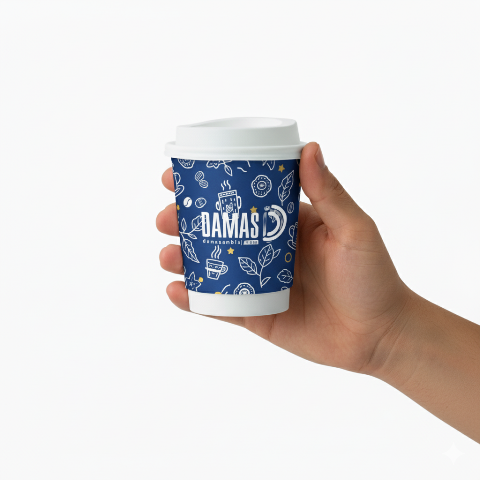 White Double Wall Printed Hot Cup