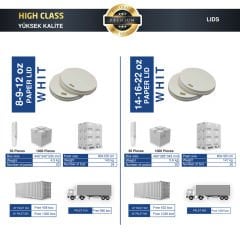 غطاء مشروبات ساخنة ورقي عالي الجودة (1000 قطعة) 8-9-12 أونصة - 10000 قطعة