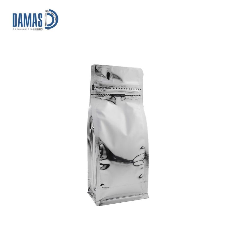 Parlak Pocket Kilitli Renkli Metalize Flat Bottom (Baskısız) 11,5x21,5x8  cm - 250gr - 1.000 adet - Kahverengi