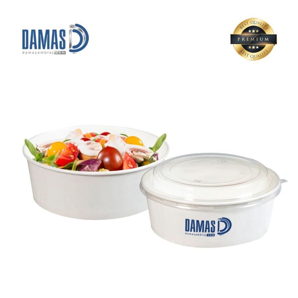 Salata Kasesi Beyaz ( Baskılı / Baskısız ) Baskılı - 25.000 adet - 33 OZ 1000 cc - PP Lid