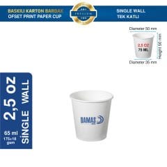 Karton Bardak Tek Katlı 2,5 oz Kapaksız ( Baskılı )