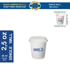 Karton Bardak Tek Katlı 2,5 oz Kapaksız ( Baskılı )