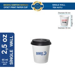 Karton Bardak Tek Katlı 2,5 oz Kapaksız ( Baskılı )
