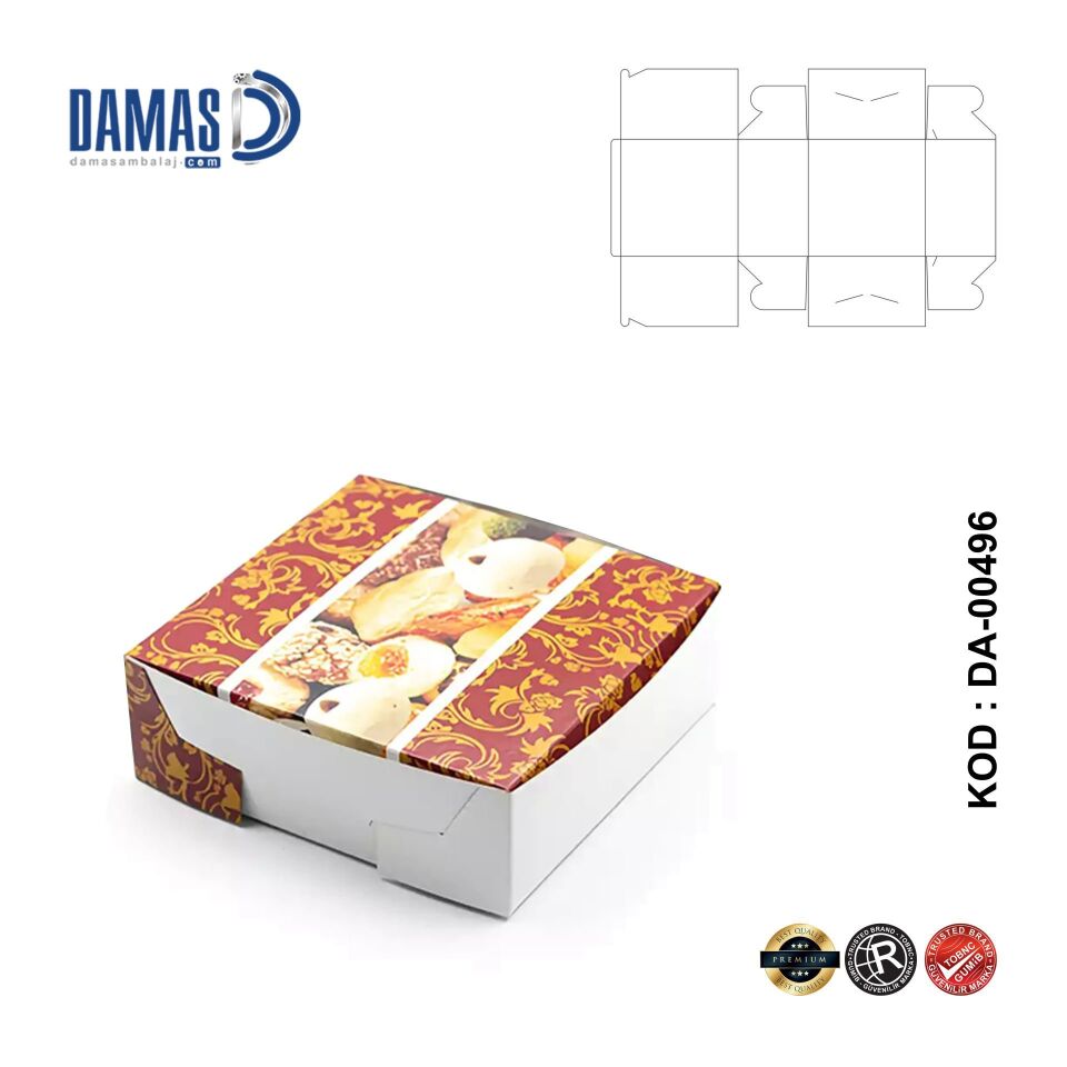 Pasta Kutusu DMPK-003 (Baskılı) 5.000 adet - 21.8x12.3x21.8 cm  - İç Selefonlu