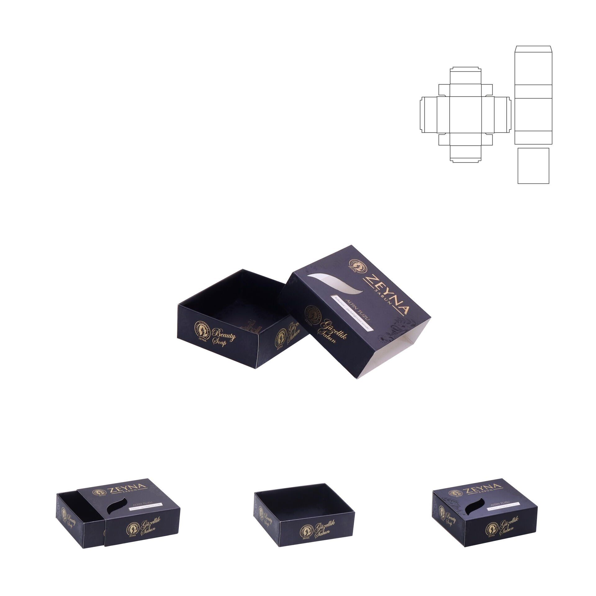 Karton Çekmeceli Kutular ( S ) 3.000 adet - 8,3x8,3x2 cm - Mat Selefon