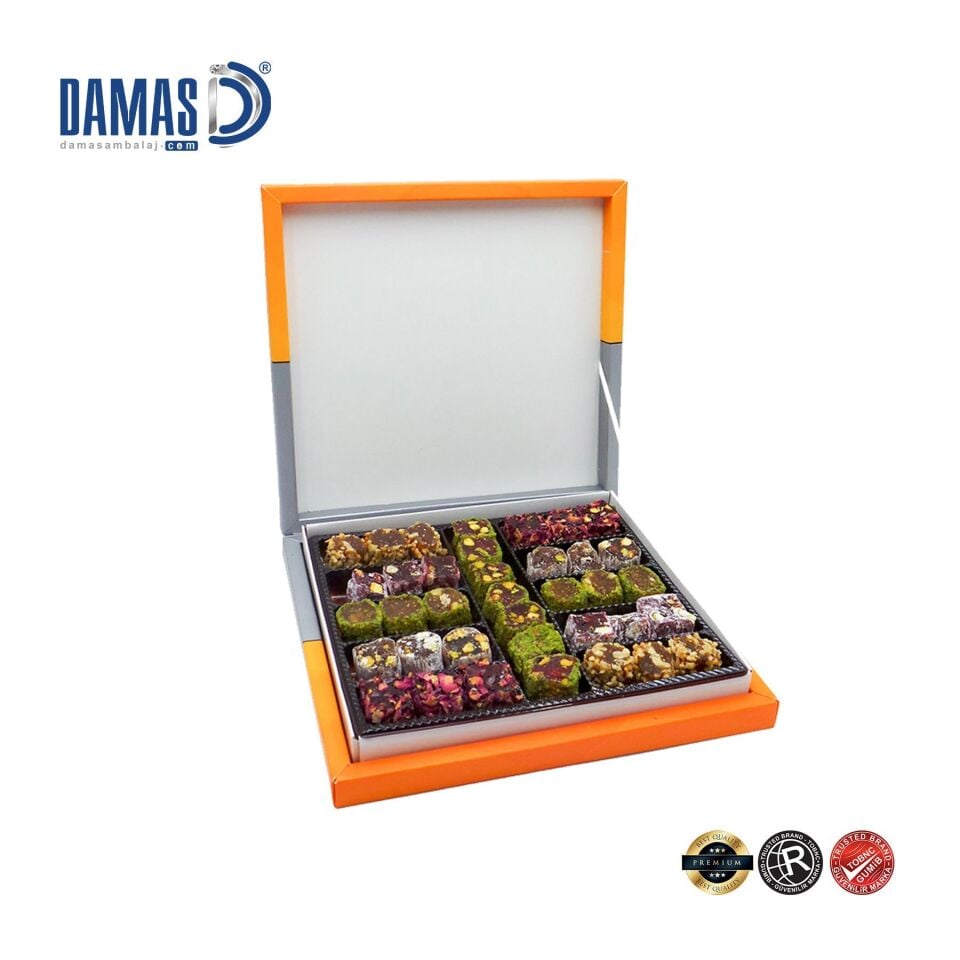 Lambalı Karton Çikolata Kutuları Montajlı - 1.000 adet  - 29,4x22,4x5 cm - 900G - Mat Selefon