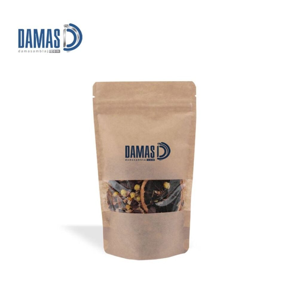 كيس كرافت قابل للإغلاق مع نافذة (مطبوعة)